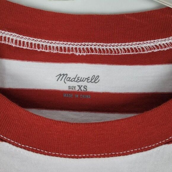 Madewell Size XS NEW Northside Vintage Tee in Sid Stripe Short Sleeve Red White - Picture 12 of 12